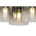 NL75939 Tokyo  Round Ceiling Flush 3 Light Flush Fitting Black/Smoke Fade Glass