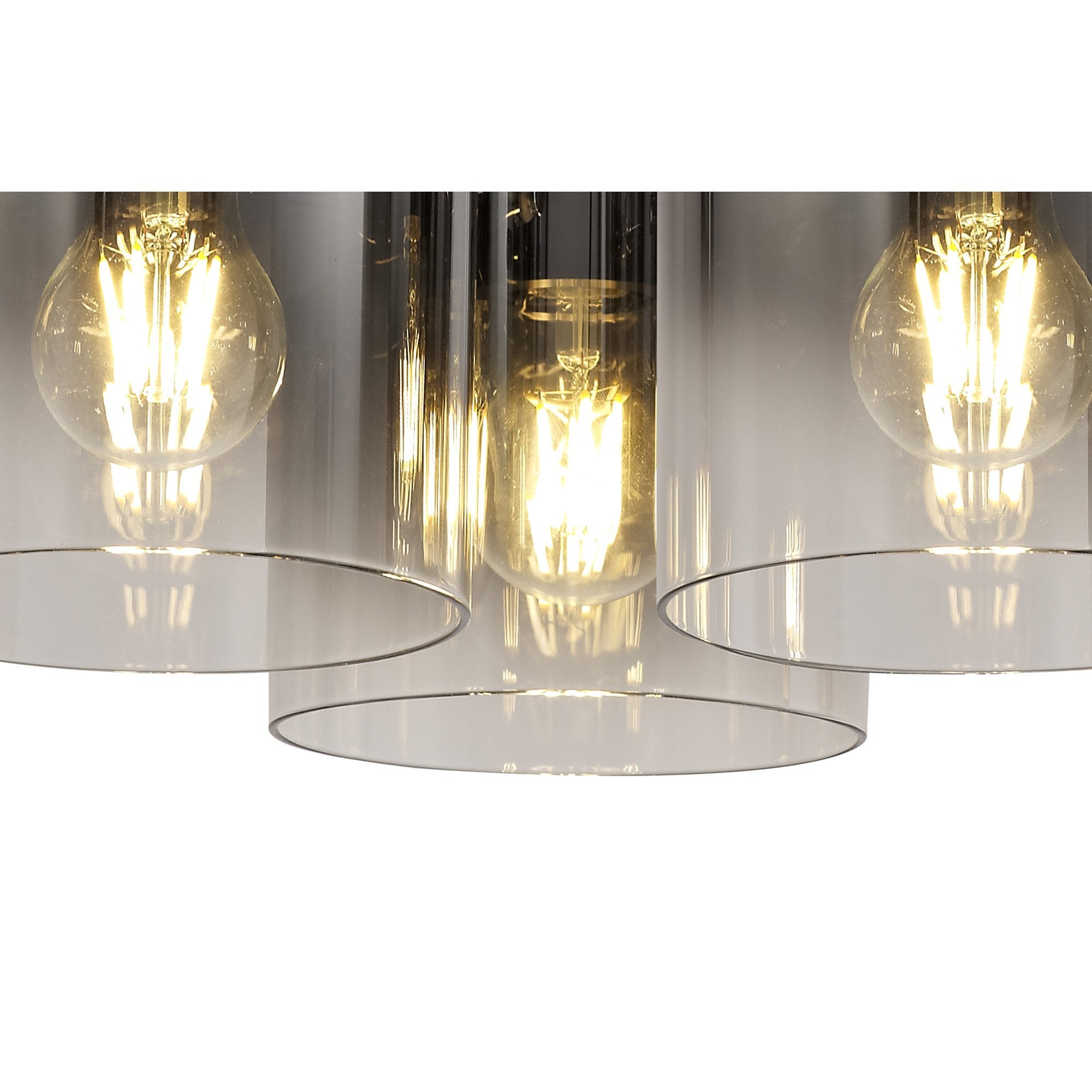 NL75939 Tokyo  Round Ceiling Flush 3 Light Flush Fitting Black/Smoke Fade Glass