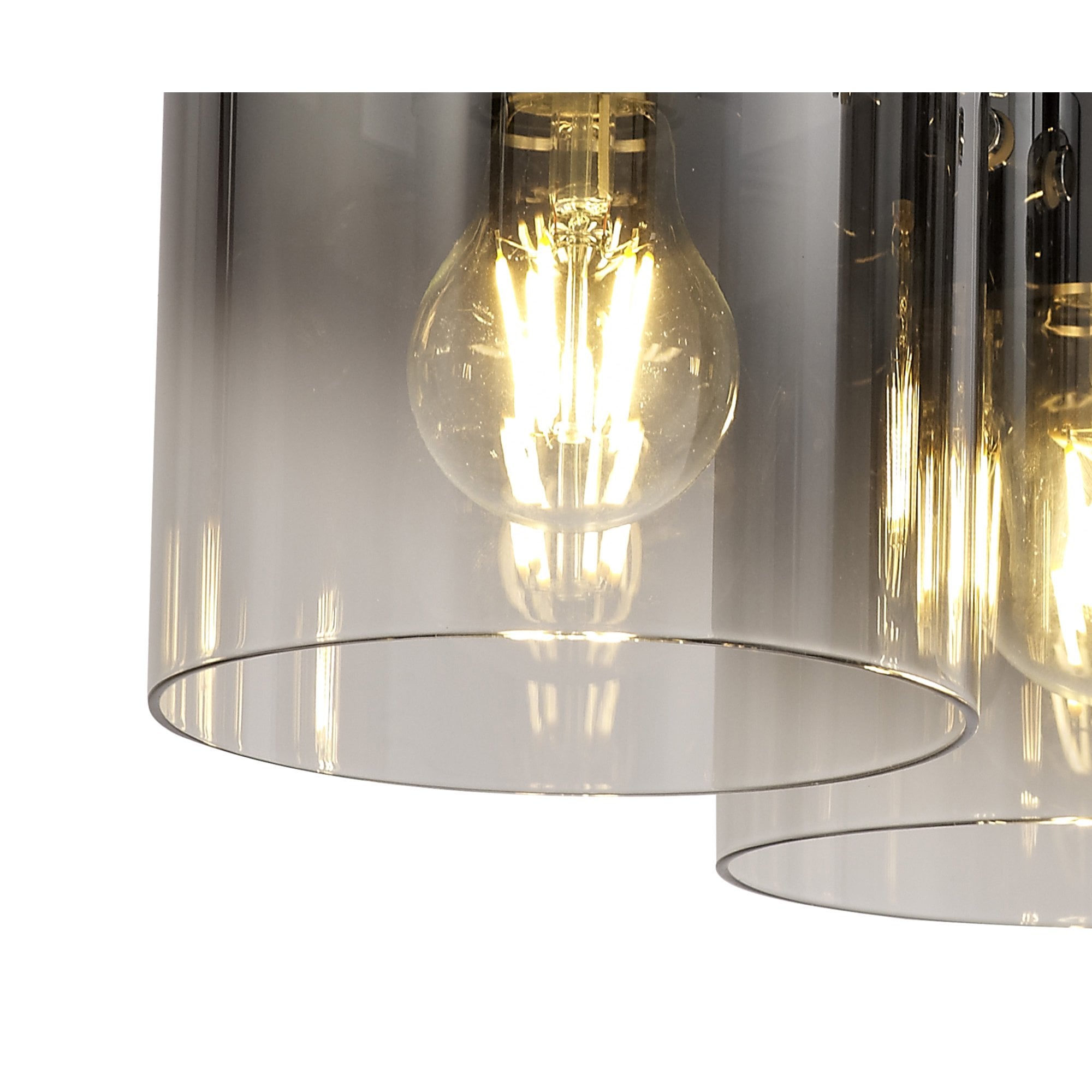 NL75939 Tokyo  Round Ceiling Flush 3 Light Flush Fitting Black/Smoke Fade Glass