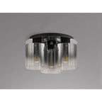 NL75939 Tokyo  Round Ceiling Flush 3 Light Flush Fitting Black/Smoke Fade Glass