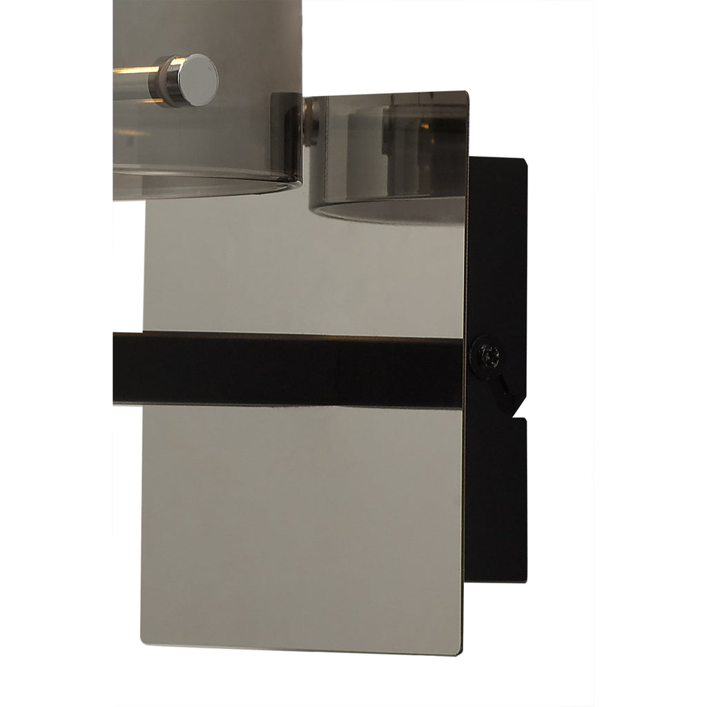 NL76799 Tokyo Single Switched Wall Lamp 1 Light Black/Smoke Fade Glass