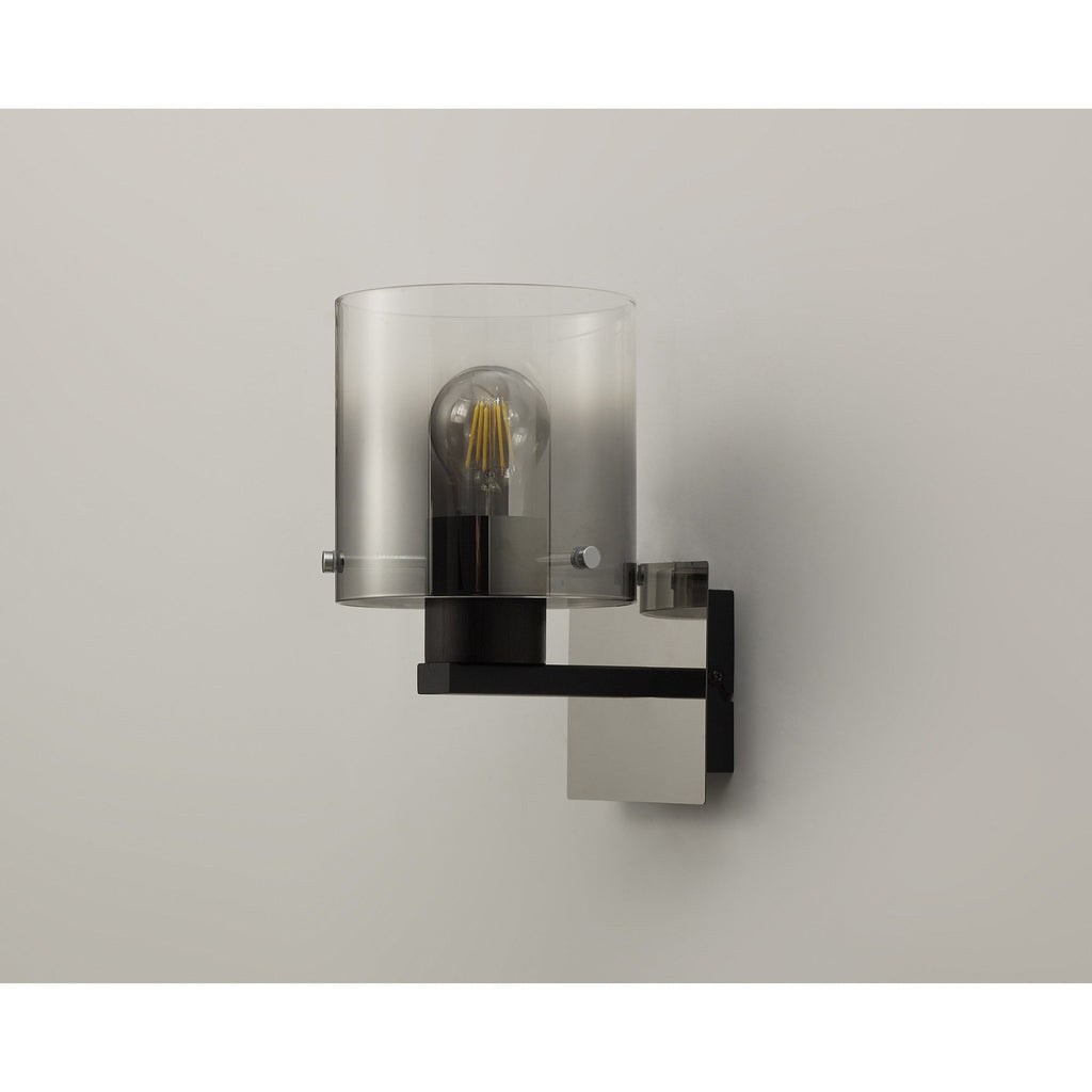 NL76799 Tokyo Single Switched Wall Lamp 1 Light Black/Smoke Fade Glass