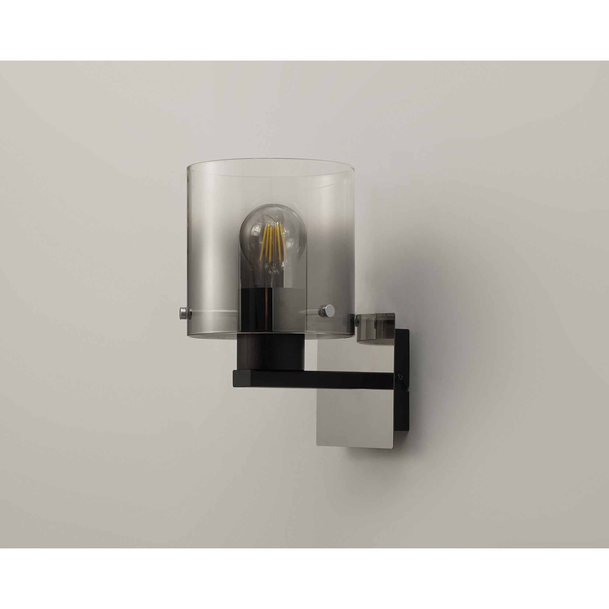 NL76799 Tokyo Single Switched Wall Lamp 1 Light Black/Smoke Fade Glass