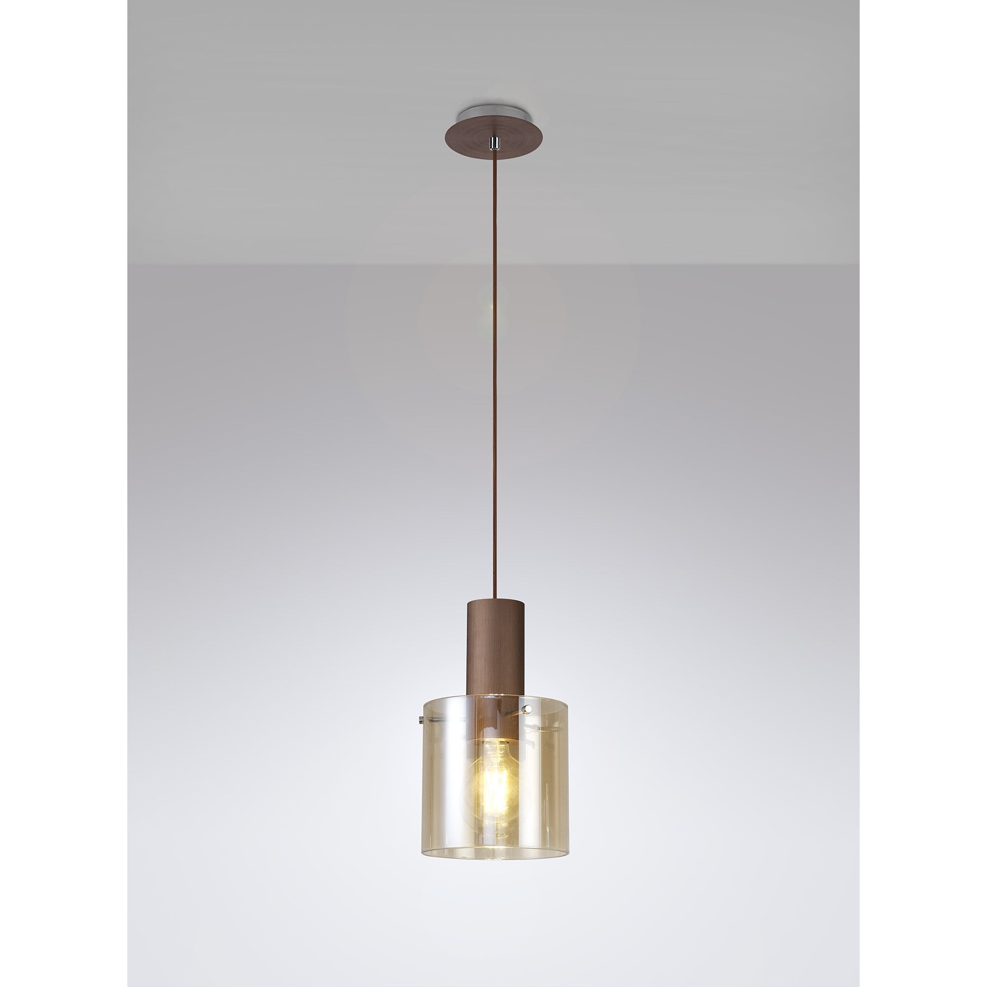 NL82619 Tokyo Single Pendant Adjustable Mocha/Amber Glass