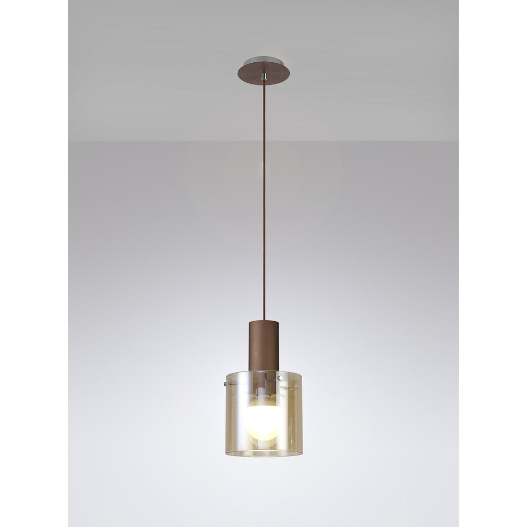 NL82619 Tokyo Single Pendant Adjustable Mocha/Amber Glass