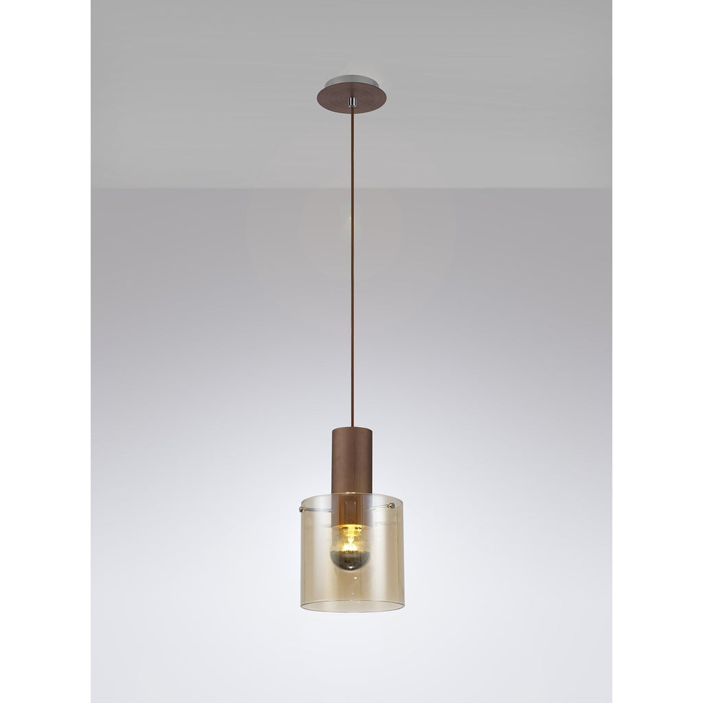 NL82619 Tokyo Single Pendant Adjustable Mocha/Amber Glass