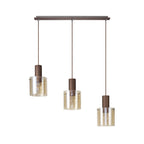 NL82629 Tokyo 3 Light Linear Pendant Adjustable Mocha/Amber Glass