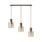 NL82629 Tokyo 3 Light Linear Pendant Adjustable Mocha/Amber Glass