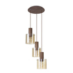 NL82639 Tokyo Round Pendant 3 Light Adjustable Mocha/Amber Glass