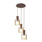 NL82639 Tokyo Round Pendant 3 Light Adjustable Mocha/Amber Glass
