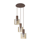 NL82639 Tokyo Round Pendant 3 Light Adjustable Mocha/Amber Glass