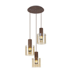 NL82639 Tokyo Round Pendant 3 Light Adjustable Mocha/Amber Glass