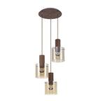NL82639 Tokyo Round Pendant 3 Light Adjustable Mocha/Amber Glass