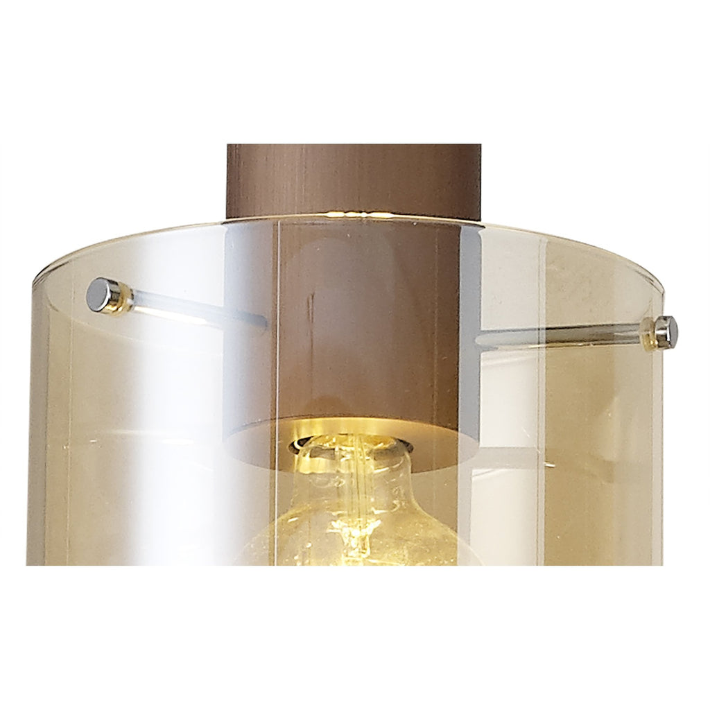 NL82639 Tokyo Round Pendant 3 Light Adjustable Mocha/Amber Glass