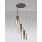NL82639 Tokyo Round Pendant 3 Light Adjustable Mocha/Amber Glass