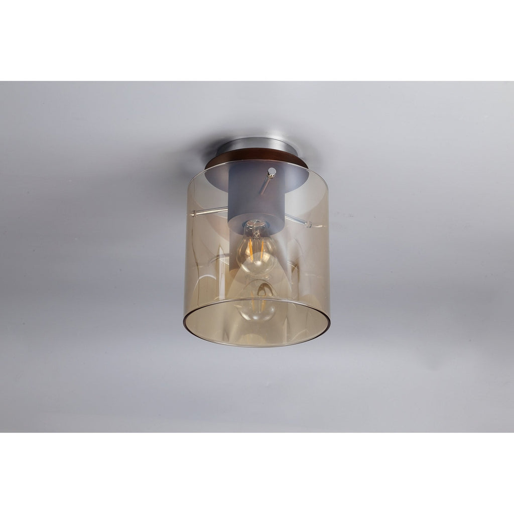 NL82649 Tokyo Round Ceiling Flush Mocha/Amber Glass