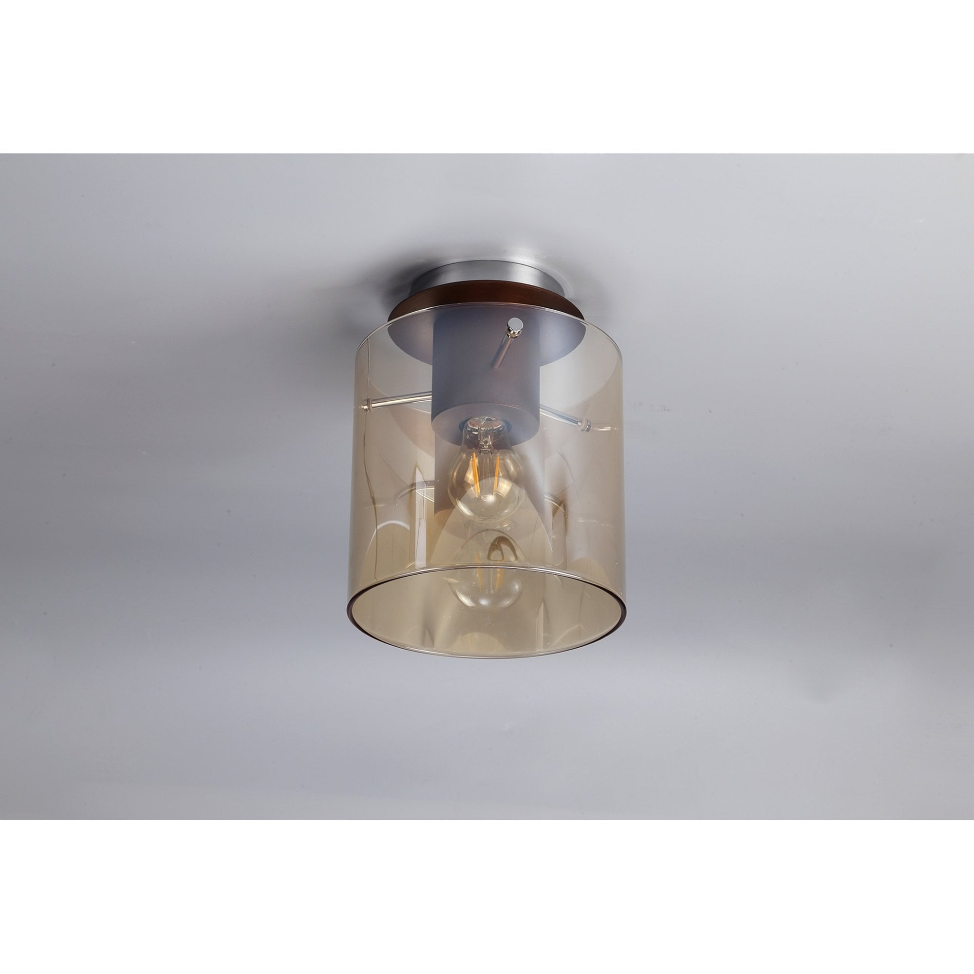 NL82649 Tokyo Round Ceiling Flush Mocha/Amber Glass