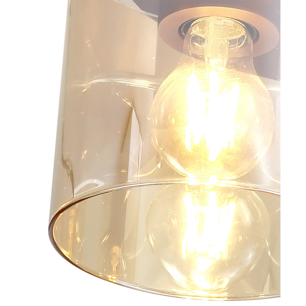 NL82659 Tokyo Round Ceiling Flush 3 Light Mocha/Amber Glass