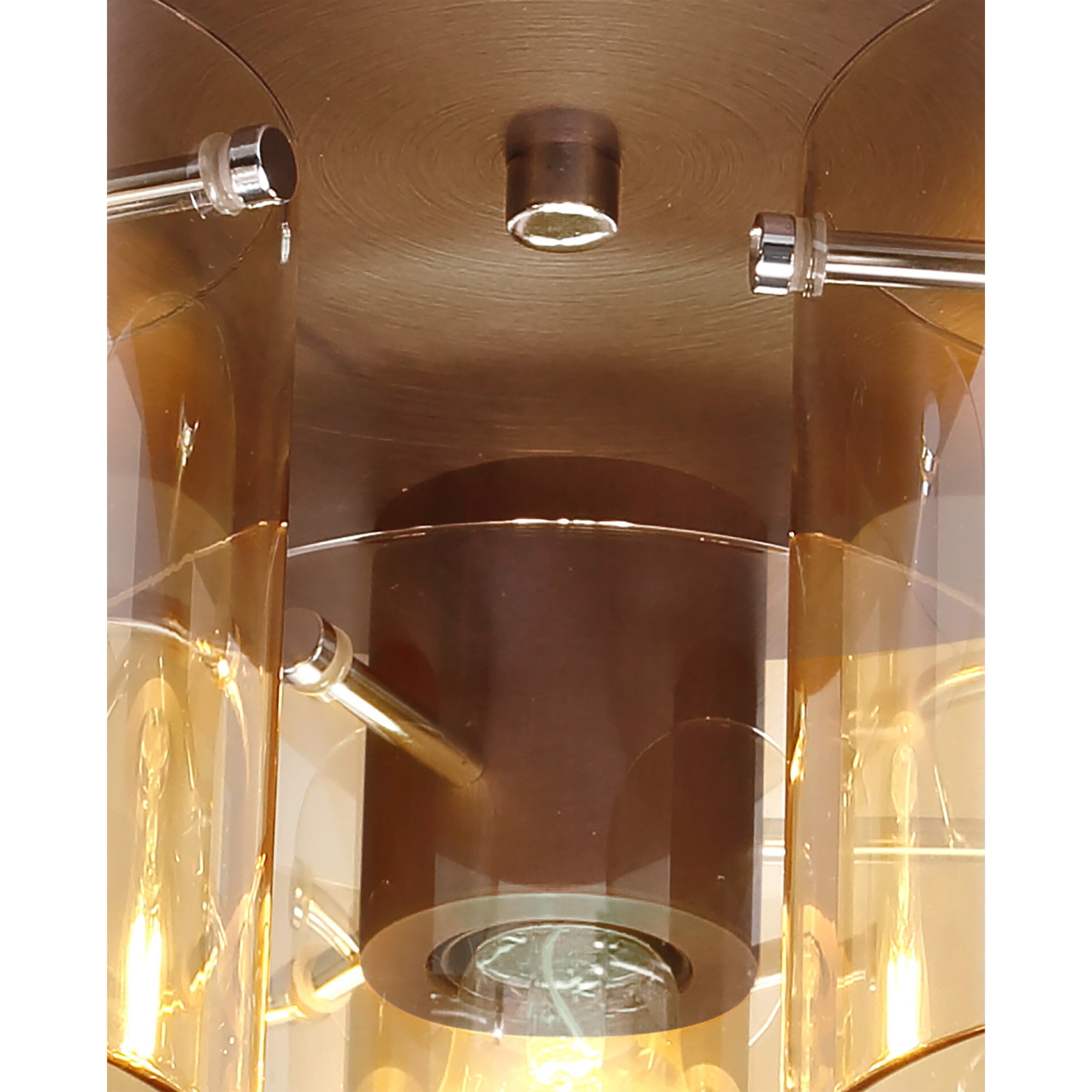 NL82659 Tokyo Round Ceiling Flush 3 Light Mocha/Amber Glass