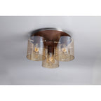 NL82659 Tokyo Round Ceiling Flush 3 Light Mocha/Amber Glass