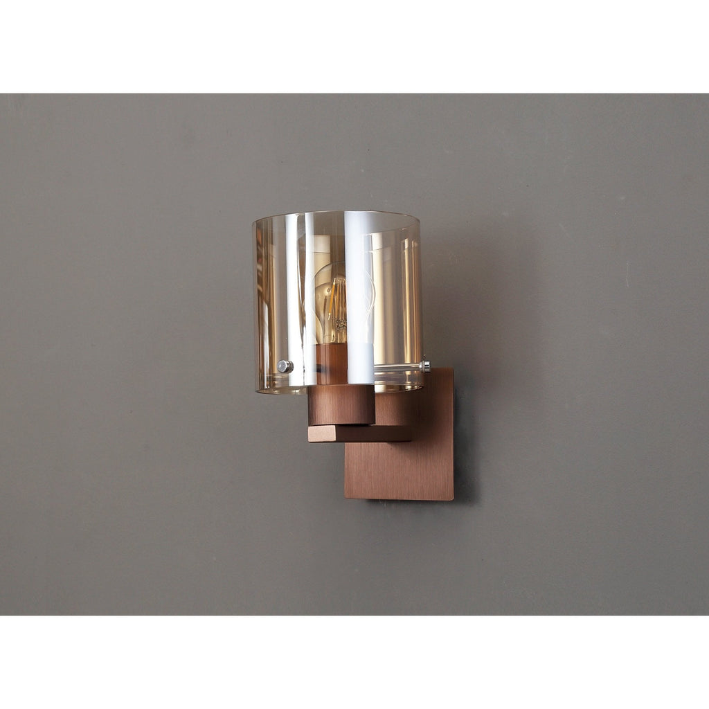 NL82679 Tokyo  Single Switched Wall Lamp Mocha/Amber Glass