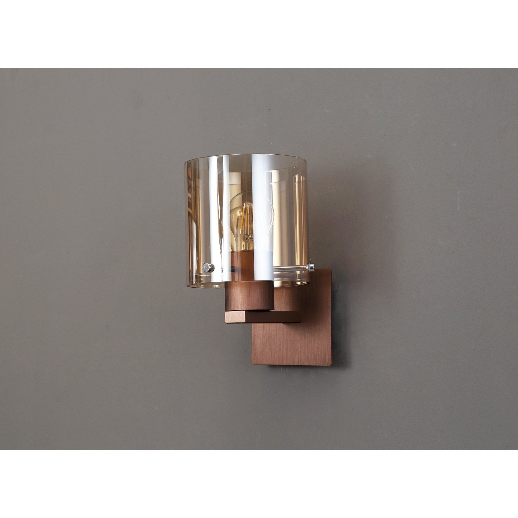 NL82679 Tokyo  Single Switched Wall Lamp Mocha/Amber Glass