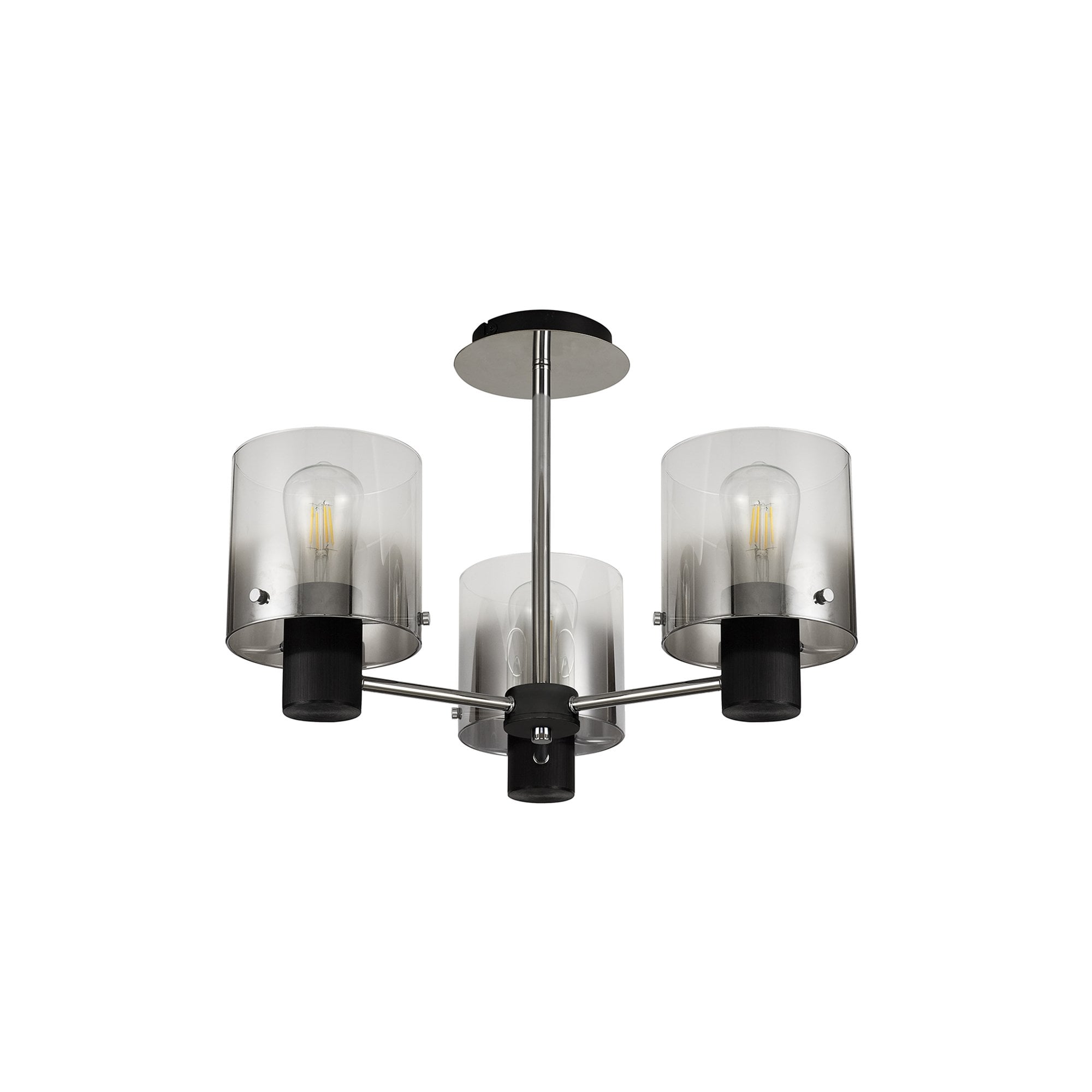 NL84019 Tokyo Semi Ceiling 3 Light Black/Smoke Fade Glass