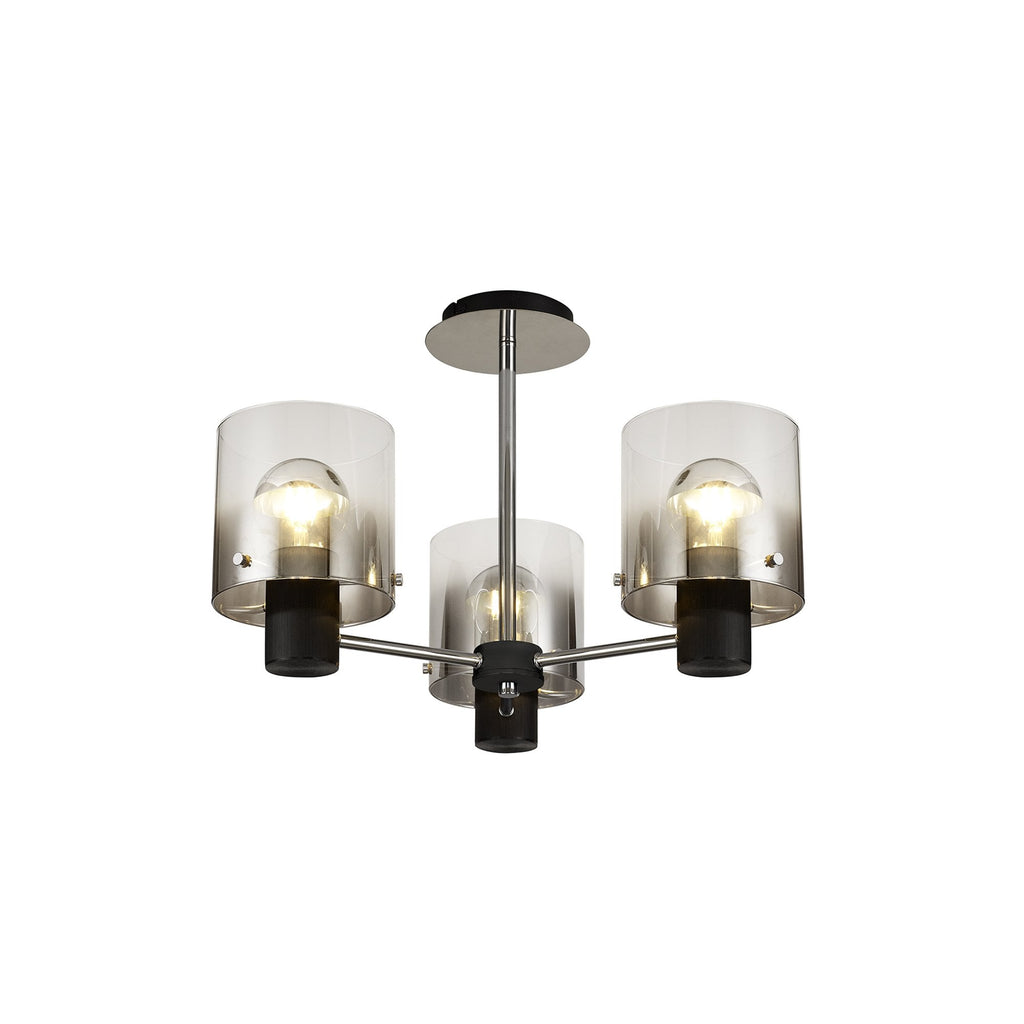 NL84019 Tokyo Semi Ceiling 3 Light Black/Smoke Fade Glass