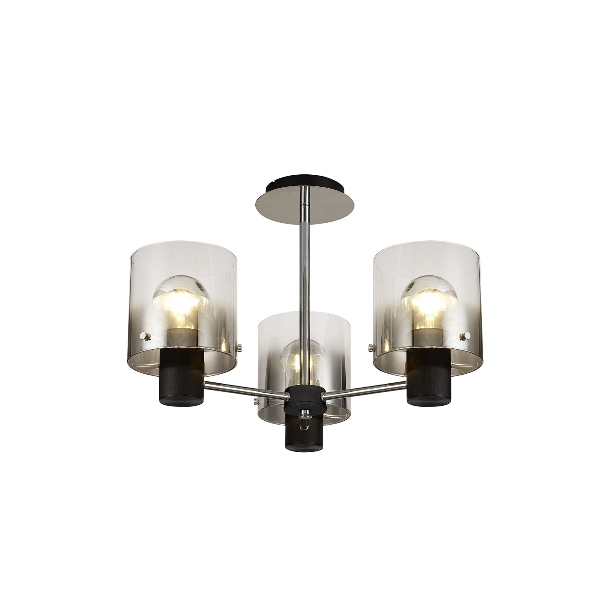 NL84019 Tokyo Semi Ceiling 3 Light Black/Smoke Fade Glass