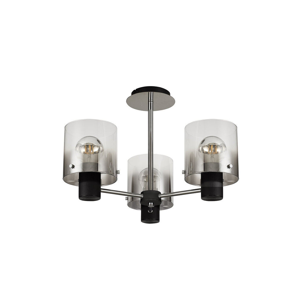 NL84019 Tokyo Semi Ceiling 3 Light Black/Smoke Fade Glass