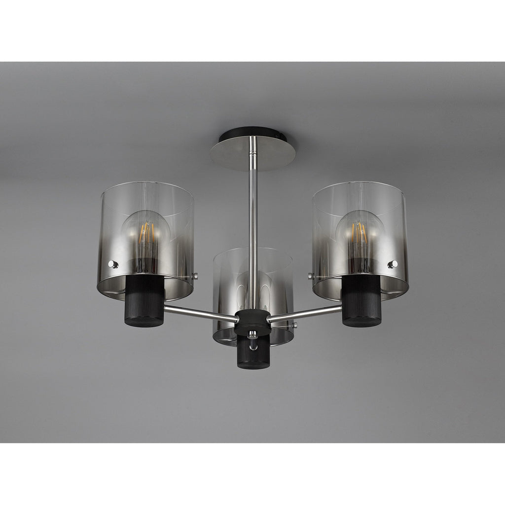 NL84019 Tokyo Semi Ceiling 3 Light Black/Smoke Fade Glass
