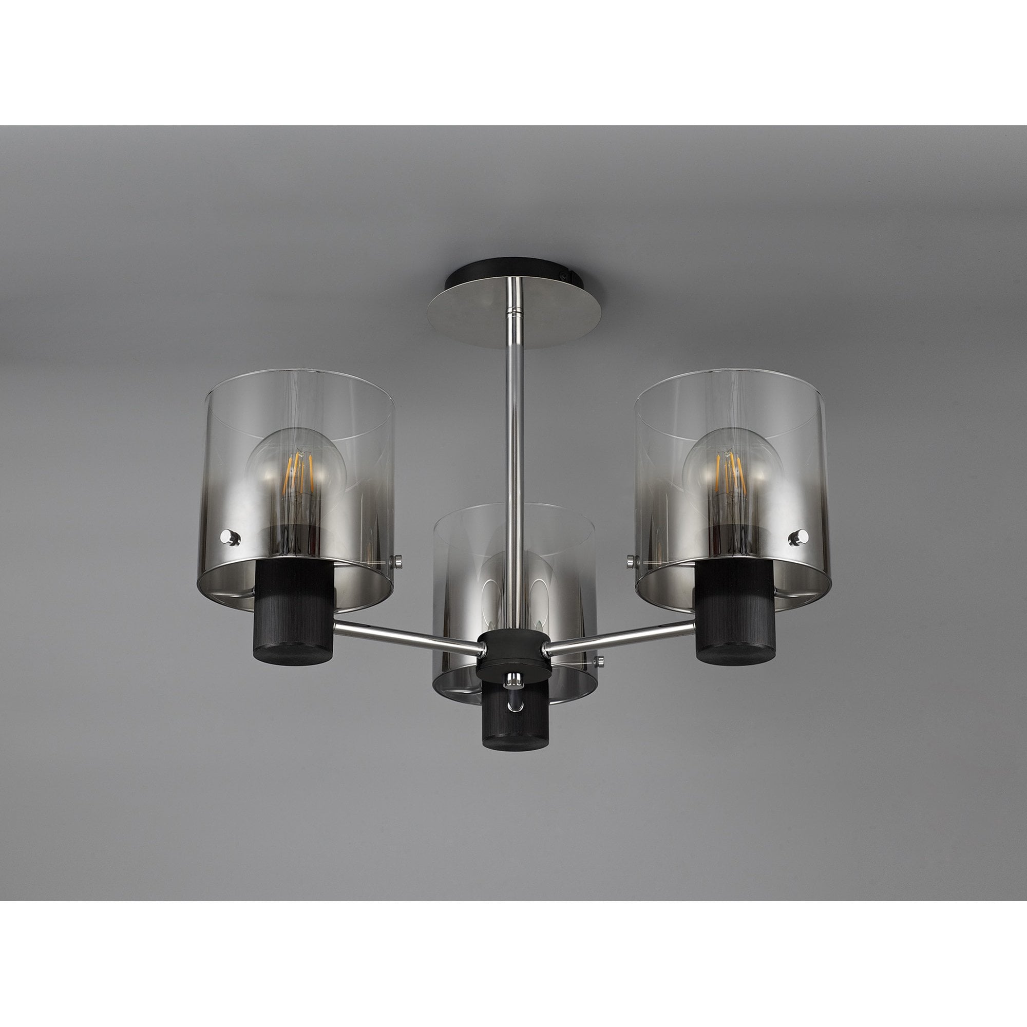 NL84019 Tokyo Semi Ceiling 3 Light Black/Smoke Fade Glass