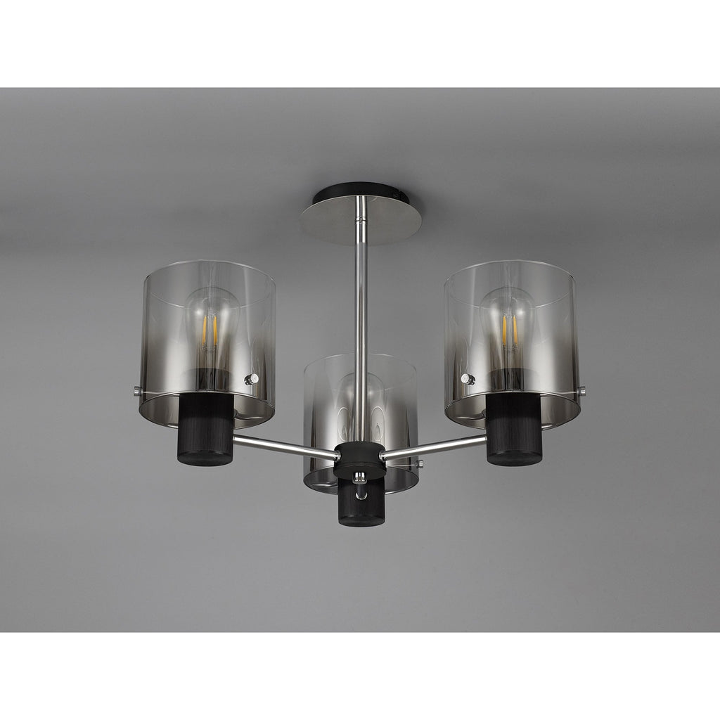 NL84019 Tokyo Semi Ceiling 3 Light Black/Smoke Fade Glass