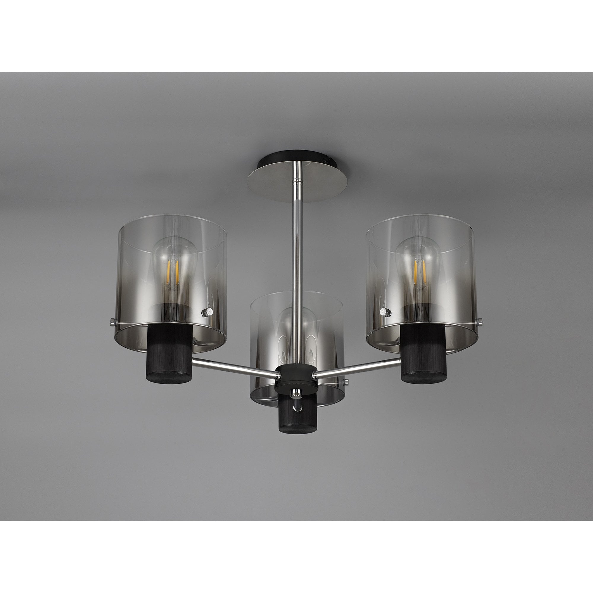 NL84019 Tokyo Semi Ceiling 3 Light Black/Smoke Fade Glass