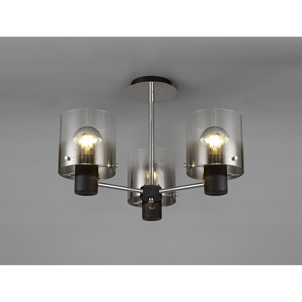 NL84019 Tokyo Semi Ceiling 3 Light Black/Smoke Fade Glass