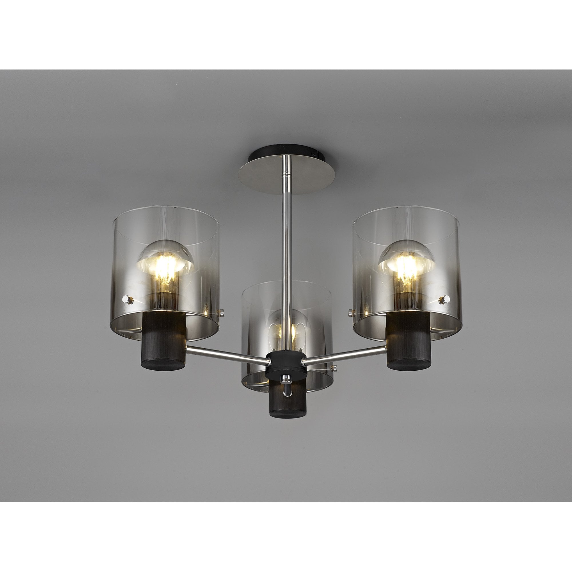NL84019 Tokyo Semi Ceiling 3 Light Black/Smoke Fade Glass