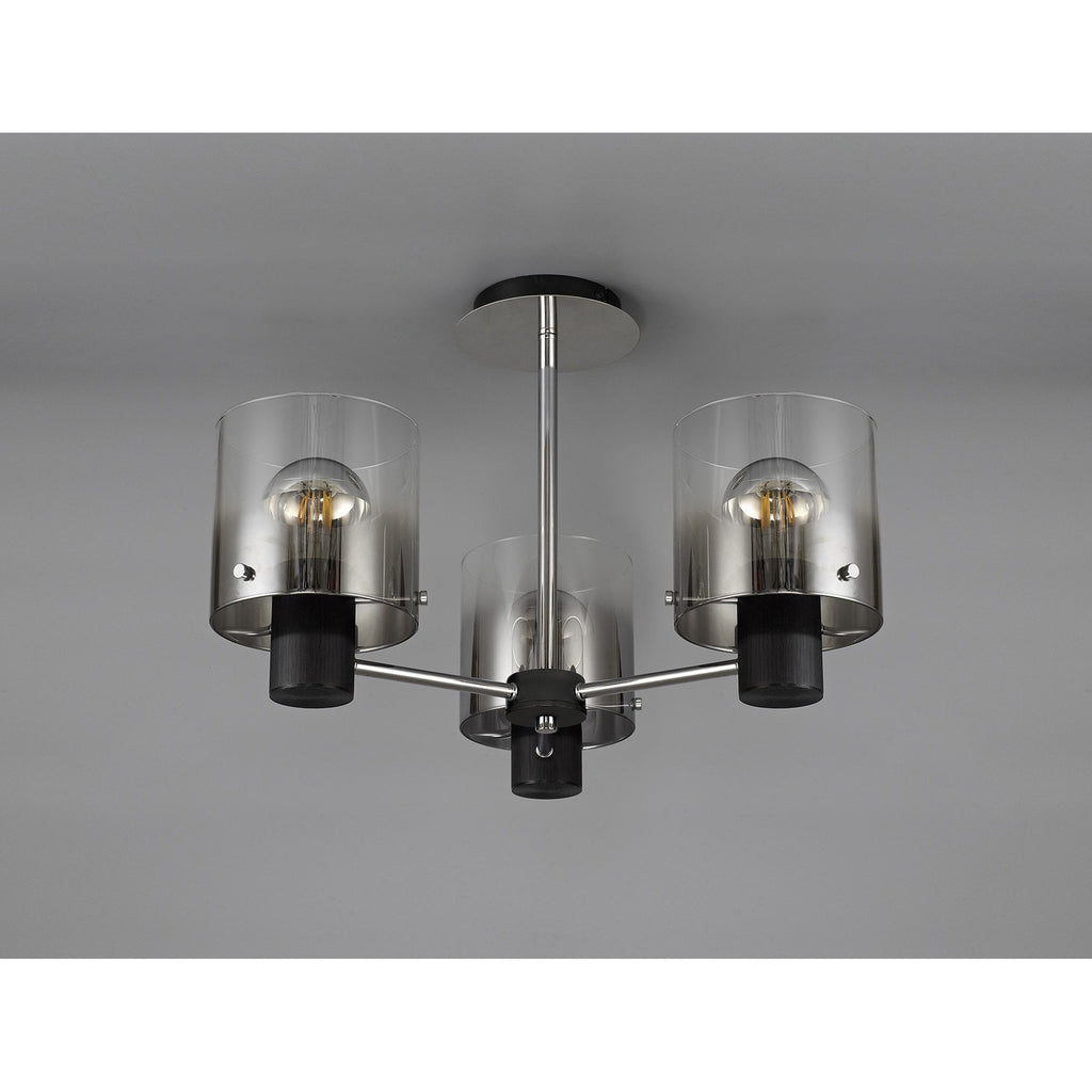 NL84019 Tokyo Semi Ceiling 3 Light Black/Smoke Fade Glass