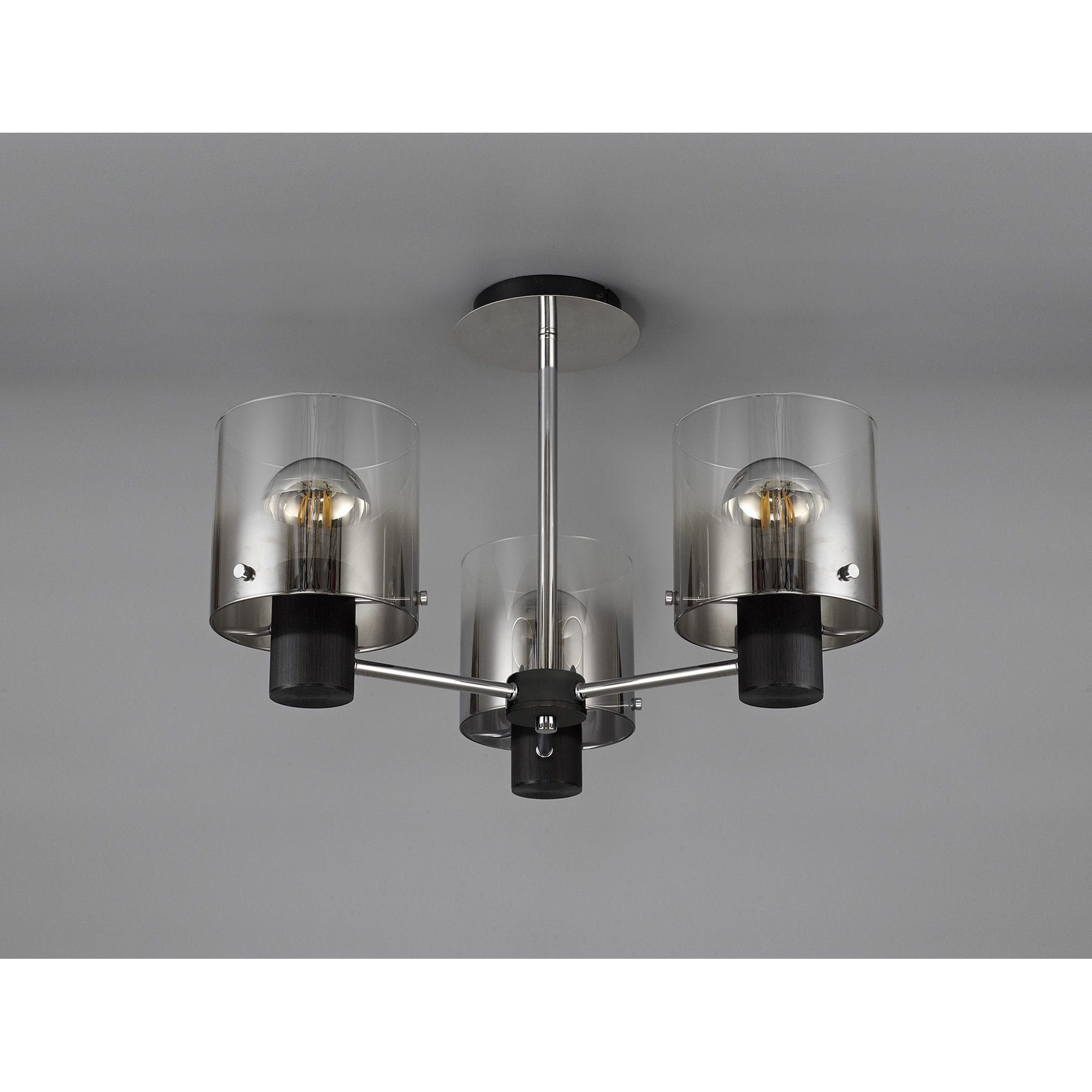 NL84019 Tokyo Semi Ceiling 3 Light Black/Smoke Fade Glass