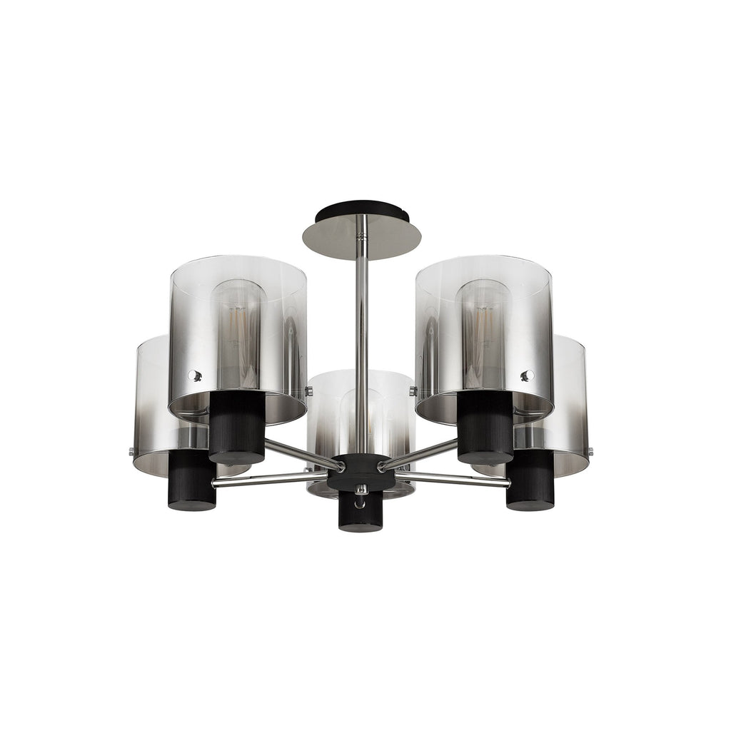 NL84029 Tokyo Semi Ceiling 5 Light Black/Smoke Fade Glass