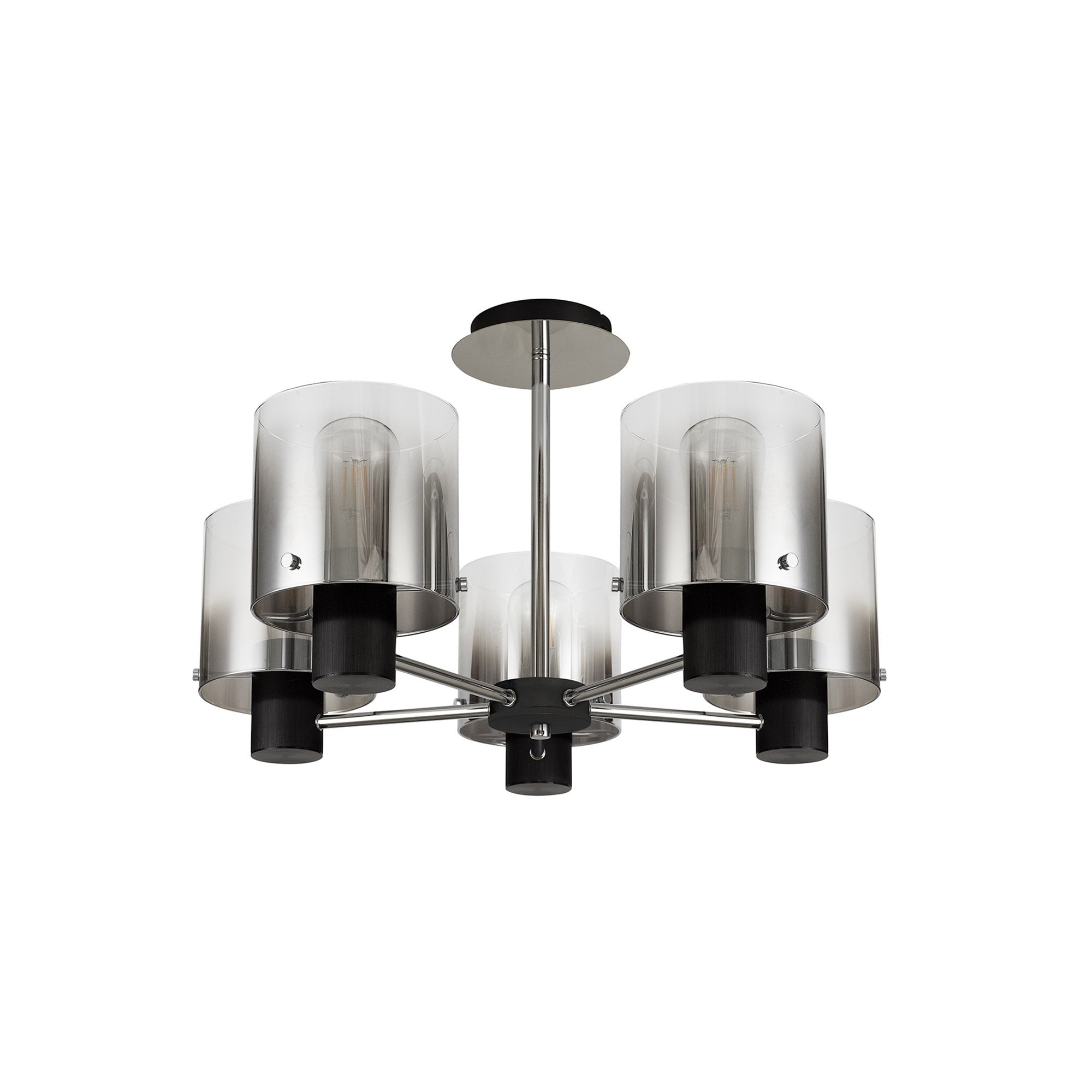 NL84029 Tokyo Semi Ceiling 5 Light Black/Smoke Fade Glass
