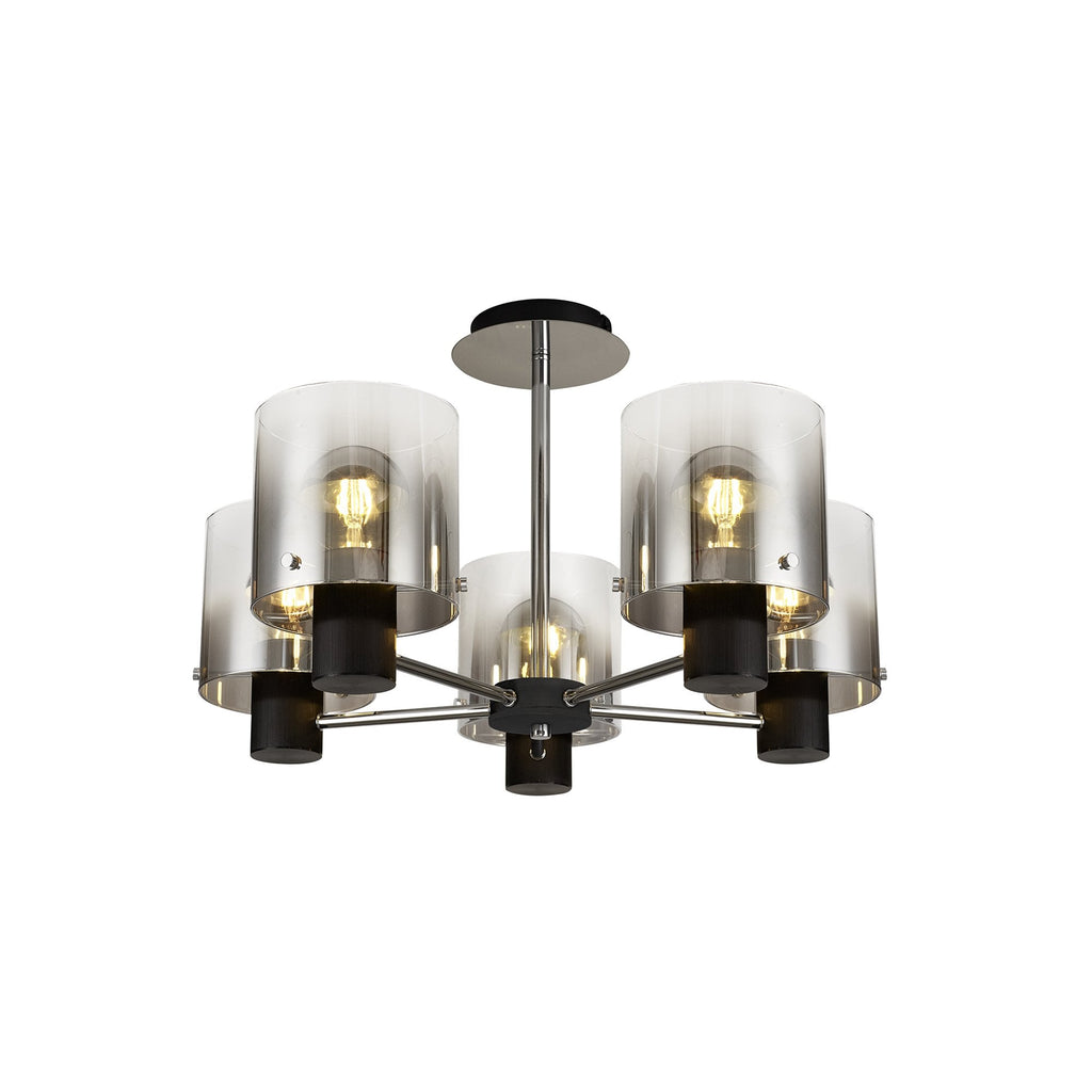 NL84029 Tokyo Semi Ceiling 5 Light Black/Smoke Fade Glass