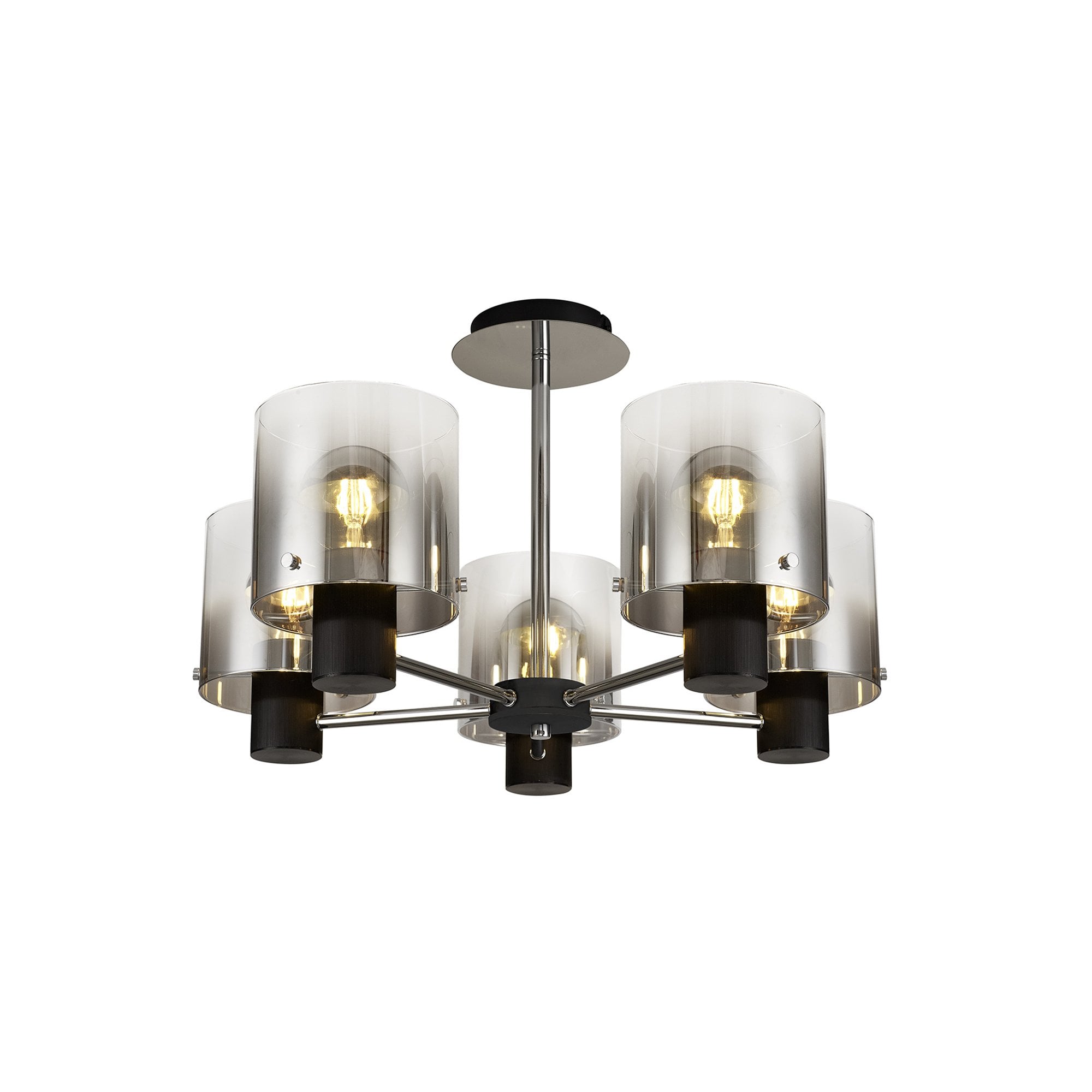 NL84029 Tokyo Semi Ceiling 5 Light Black/Smoke Fade Glass