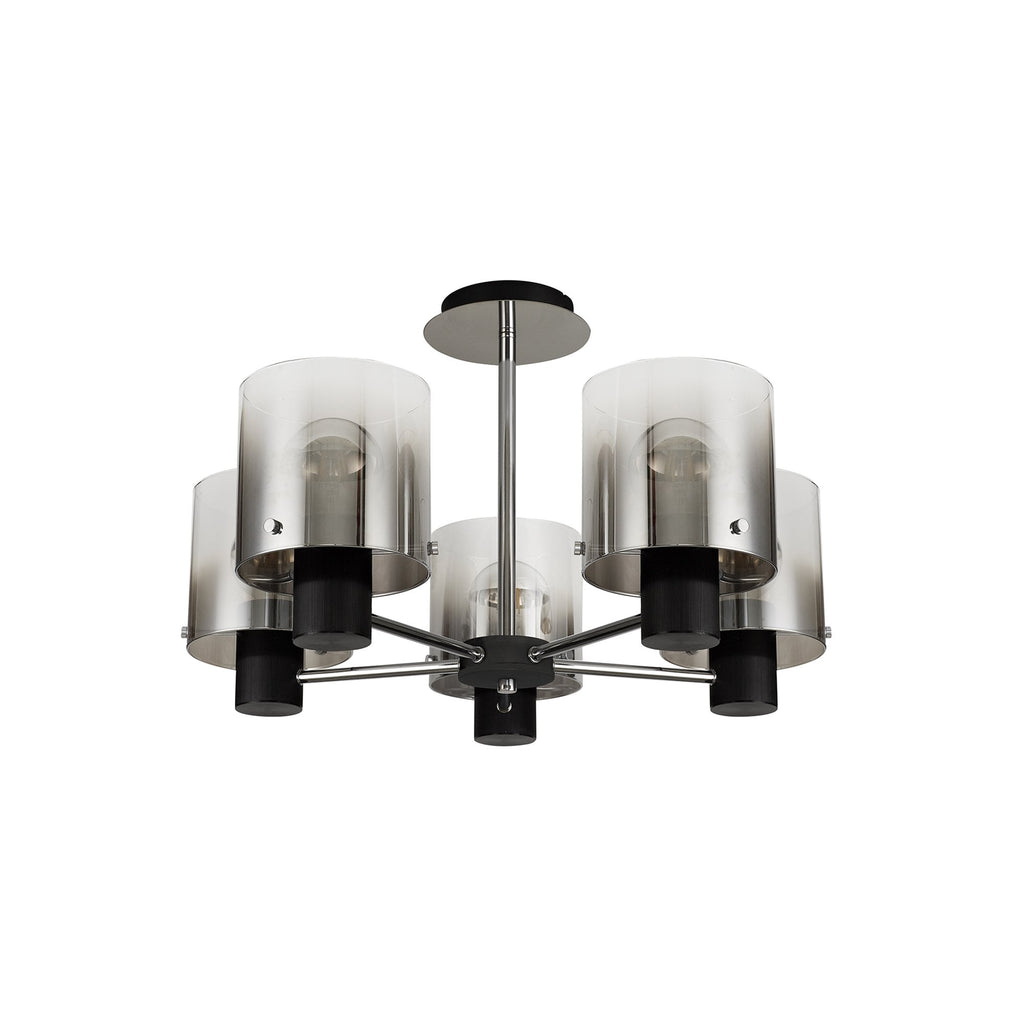 NL84029 Tokyo Semi Ceiling 5 Light Black/Smoke Fade Glass