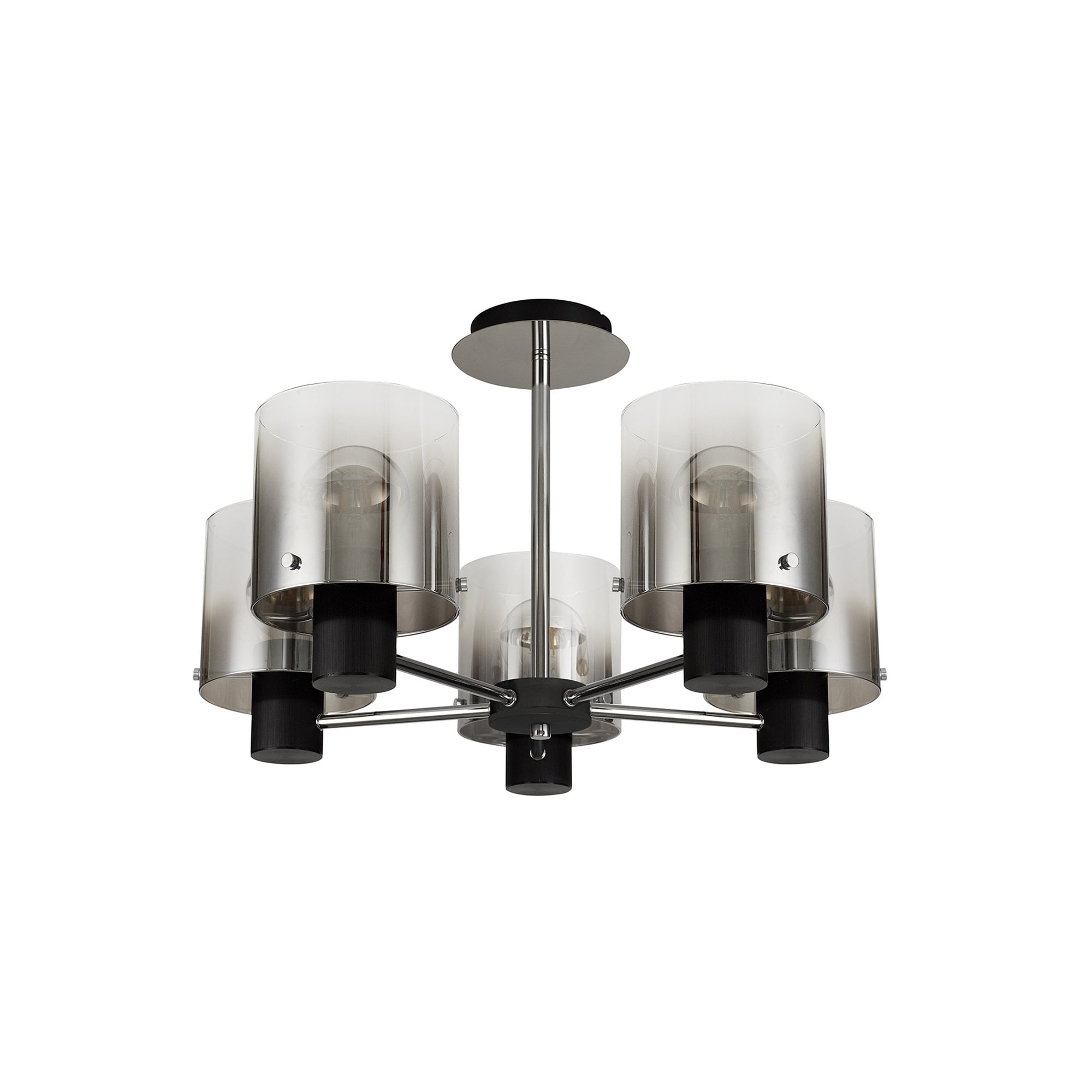 NL84029 Tokyo Semi Ceiling 5 Light Black/Smoke Fade Glass