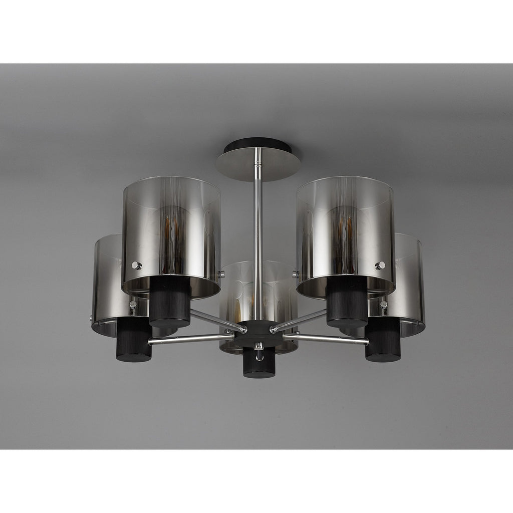 NL84029 Tokyo Semi Ceiling 5 Light Black/Smoke Fade Glass