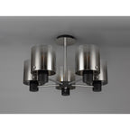 NL84029 Tokyo Semi Ceiling 5 Light Black/Smoke Fade Glass