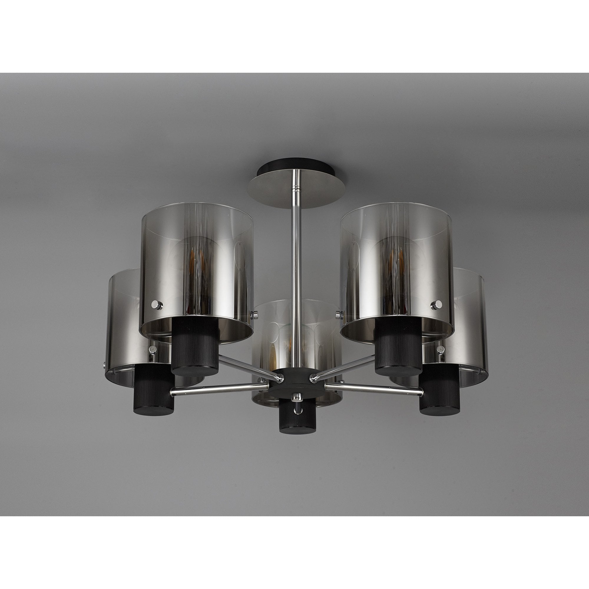 NL84029 Tokyo Semi Ceiling 5 Light Black/Smoke Fade Glass