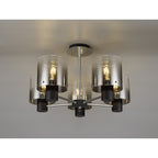 NL84029 Tokyo Semi Ceiling 5 Light Black/Smoke Fade Glass