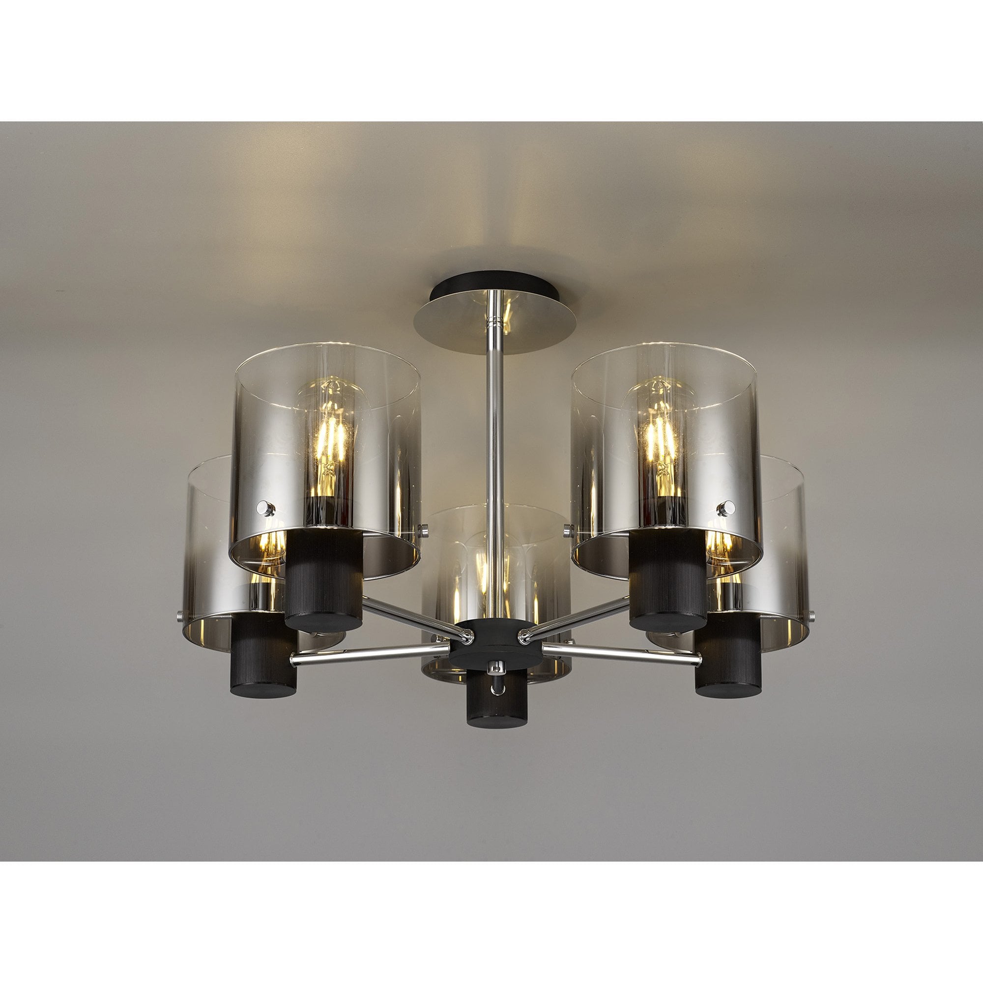 NL84029 Tokyo Semi Ceiling 5 Light Black/Smoke Fade Glass