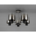 NL84029 Tokyo Semi Ceiling 5 Light Black/Smoke Fade Glass